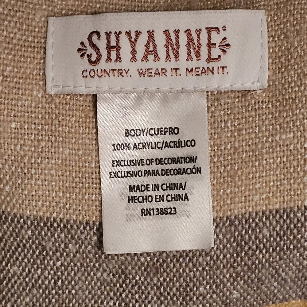 Shyanne Country Wear Neutral Striped‎ Cape Shawl Knit Cardigan Womens Boho Chic